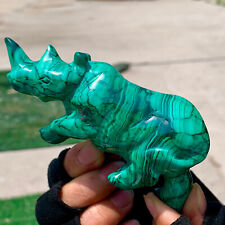 226G Natural glossy Malachite Crystal Handcarved rhino mineral sample picture