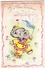 Rust Craft Vintage Anthropomorphic  Circus Elephant for Grandson   Birthday Card picture
