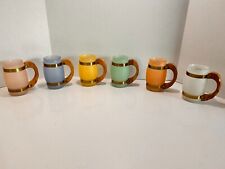 Vintage Siesta Ware Wood Handle Frosted Mugs - Set of 6 picture