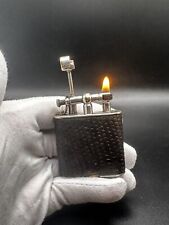 Antique Silver Dunhill Unique Black Alligator Leather Cigarette Lighter picture