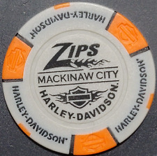 ZIP'S MACKINAW CITY HD ~ MICHIGAN (Gray/Orange) Harley Poker Chip picture
