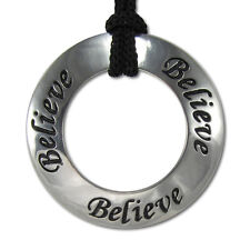 Believe Motivational Inspirational Pendant - Pewter Necklace Sliding Knot Cord picture