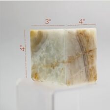 Vintage Natural polished striped Onyx paper weight stone Bookend display block picture