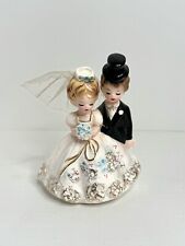 Vintage Josef Originals Figurine Bride & Groom Wedding Cake Topper Porcelain picture