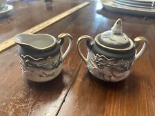 Vintage Dragon Ware Moriage Japanese Miniature Creamer & Sugar with Lid picture