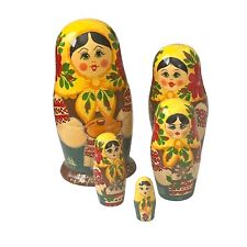 Ukrainian Vintage Ukraine 5 piece  Nesting Dolls Wooden Hand Painted 4.5