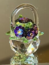 Iris Arc Crystal Purple Flower Basket Figurine Mini Size No Chips Or Repairs picture