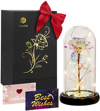 Beauty and the Beast Rose，Forever Rose, Enchanted Rose, Glass Dome Black Wood Ba picture