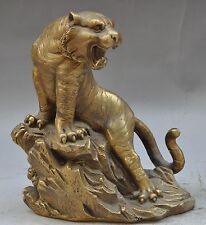 China brass fengshui animal wild Ferocious tiger Roar Uphill tigers lucky statue picture