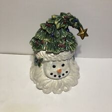 Vintage Iridescent Snowman Cookie Jar Tree Hat & Beard picture