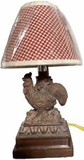 11”  Lamp Brown Rooster Chicken Country Southern New Red Gingham Shade 15W Bulb picture