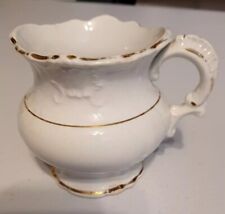 Crown Potteries Co Usa Indiana Creamer Pitcher Gold  White Porcelain Embossed  picture