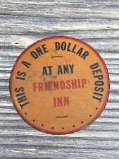 Vintage Advertisment Friendship Inn Palm Plaza Cardboard One Dollar Chip  picture