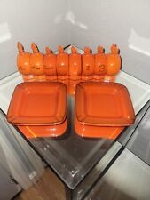 MCM Metlox Poppytrail OrangeCeramic Napkin Holders & Ashtray Dishes Set Of 10pcs picture