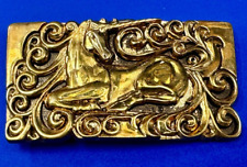 Ornate HORSE  RARE 24K gold plated Award Design Metals vintage belt buckle picture