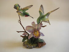 RARE Vintage 1989 MARURI Figurine – Ruby Throated Hummingbird(s) with Orchid picture