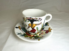 Vtg Hand Painted Mexico AnFlora Teacup & Saucer Pottery Lofisa Signed B11 picture