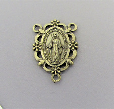 Miraculous Medal Scallop Edge Rosary Center ITALY Centerpiece finish BRONZE T219 picture