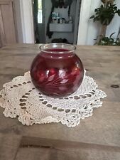 Vintage Etched Cranberry Glass Vase picture