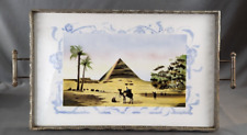 Antique Large Czech Porcelain Tile Tray Egyptian Revival Desert Pyramid Scene GM picture