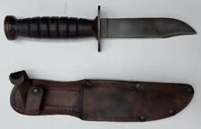 Vintage 1950s Imperial Pilot Knife Fixed Blade Brown Spacers Leather Sheath picture