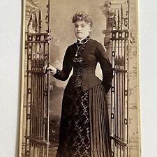 Antique Cabinet Card Photograph Beautiful Young Woman Iron Gate Chicago IL picture