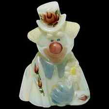 Vintage Fenton Glass White Carnival Opalescent Clown HP Signed by D Fredrick picture
