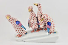 HEREND PENGUINS ON ICE FIGURINE **BRAND NEW** RUST FISHNET (List $850) SVH 5175 picture
