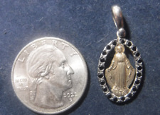 Sterling Miraculous Medal Two Tone With Stones picture