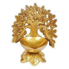 Golden Brass Large Oil Diya Deepak for Table Top Home Decor Diwali Pooja Temple picture