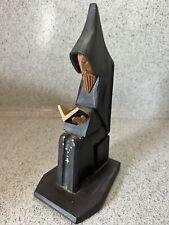 A-13) Vintage Wooden Hand Carved 8.5 In Folk Art Priest Monk Very Cool. picture