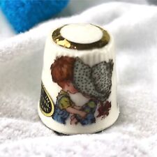 Vintage West Western Germany Kissing Children Porcelain Sewing Thimble picture