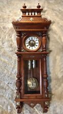 Antique Germany GUSTAV BECKER Vienna,Strikes Clock,2 Carved Brass Weight Driven picture