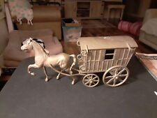 Vintage Antique Solid Brass Horse And Caravan Hinged Roof-Has Patina  picture