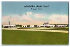 Orange Texas TX Postcard Mac Arthur Hotel Court Exterior Roadside 1951 Vintage picture
