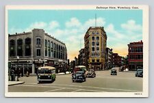 Postcard Exchange Place Waterbury Connecticut CT, Vintage Linen M13 picture