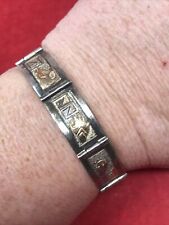 A Mariano Signed Native Navajo Sterling Silver 12kt Gold Filled Link 7” Bracelet picture