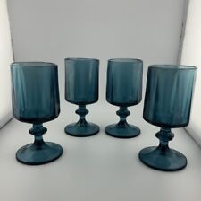 4 Vintage Indiana Glass Colony Nouveau Riviera Blue Wine/Water Glass Retro Style picture