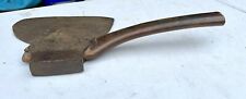 Antique Broad Hewing Axe Original Curved Handle Primitive Log Cabin Tool picture