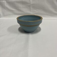 Small 5” Vintage Monmouth Western Stoneware Ribbed Baby Blue Pottery Bowl picture