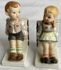 Bookends Vintage Boy Girl RARE Pair Ucagco Japan NURSERY Hand Painted Ceramic picture