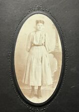 Antique Photo. Young Girl In Pioneer Dress. Estimated Age 1890s. Size 3.5 X 6.5 picture