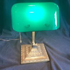 Antique Art Deco Emeralite Bankers Desk Lamp #8734 Green Cased Glass Shade picture