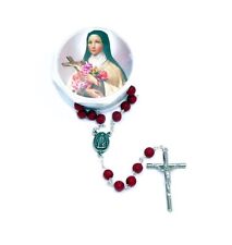 Religious Gifts Rose Scented Carved Wood Prayer Bead 19 Inch Rosary + Extra Gift picture