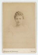 Antique Circa 1880s Cabinet Card Stunning Young Woman Gorgeous Hair New York, NY picture
