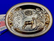 NOS 2005 Montana Silversmiths Trophy Blank Award Ribbon Scroll belt buckle picture