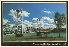 Postcard SD Yankton Meridian Bridge Missouri River Automobiles Road Boats c1988 picture