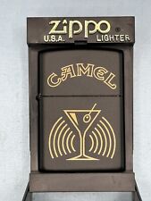 Vintage 1998 Camel Martini Glass Black Matte Zippo Lighter NEW Rare picture