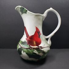 Cardinal in Holly Christmas Porcelain Pitcher Jug Hautman Brothers Collection picture