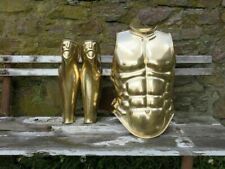 SCA 16ga Brass Medieval Knight Reenactment Muscle Armor Cuirass W Legging Pair  picture